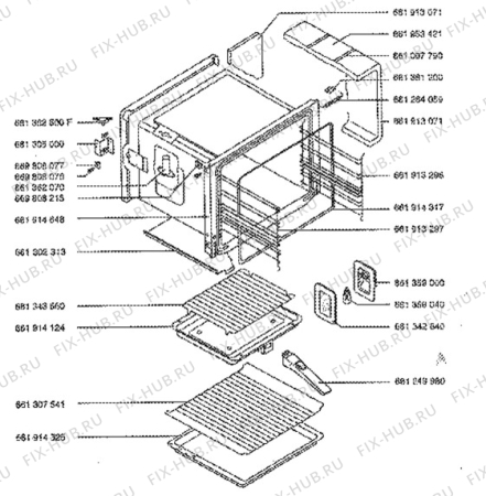 Взрыв-схема плиты (духовки) Aeg 5311B-D - Схема узла Oven body